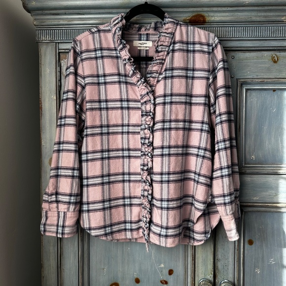 Isabel Marant Etoile Awenty Pink Plaid Flannel Shirt Size 44 - Picture 7 of 11
